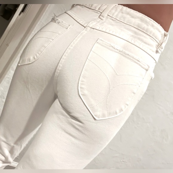 White distressed wide leg high waist rollas jeans - Picture 1 of 4